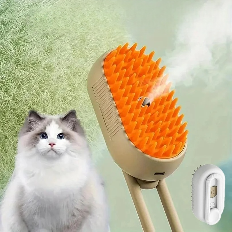 Escova Elétrica a Vapor 3 em 1 para Cães e Gatos