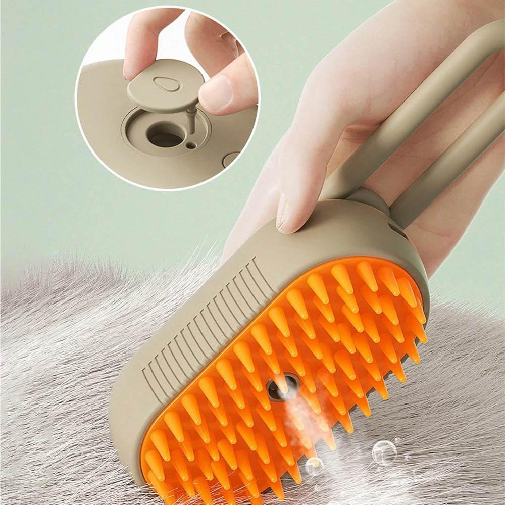Escova Elétrica a Vapor 3 em 1 para Cães e Gatos