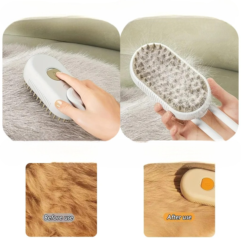 Escova Elétrica a Vapor 3 em 1 para Cães e Gatos